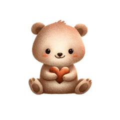 Cartoon cute little bear with balloons on Valentine's Day