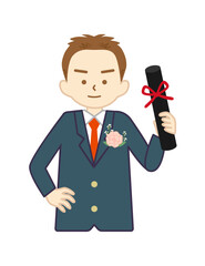 卒業証書を持っている、笑顔の制服姿の男の子②