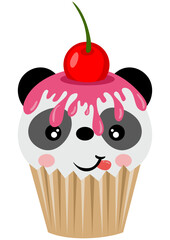 Cute panda on top of a delicious cupcake