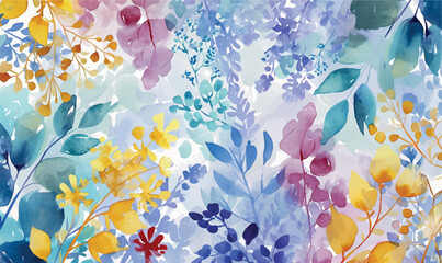 watercolor abstract colorful floral background - obrazy, fototapety, plakaty