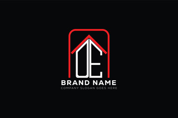 OE letter creative real estate vector logo design . OE creative initials letter logo concept. OE house sheap logo