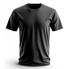 3D mockup of black t-shirt template, white background, Ai generated image