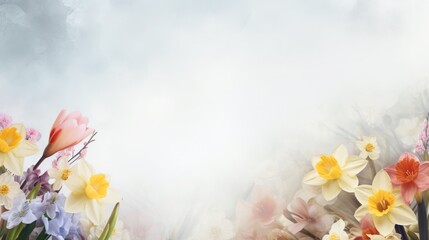 
Border background adorned with blooming spring flowers, adding an elegant and floral touch to Easter-themed graphics