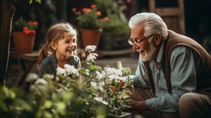 Elderly individuals spending quality time with their grandchildren, capturing intergenerational connections.