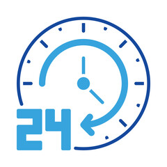 24 hour icon vector or logo illustration glyph color style