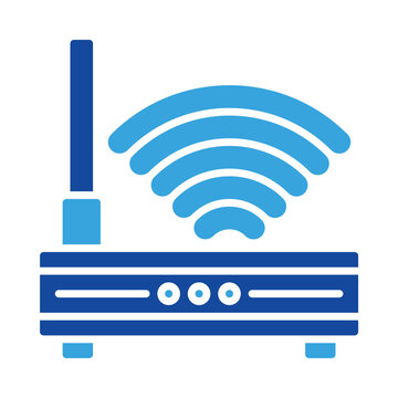 Wifi router icon vector or logo illustration glyph color style