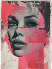 Abstract vintage collage art of a beautiful woman, showcasing retro aesthetic colors. Ideal for stunning wall art and printing designs.

