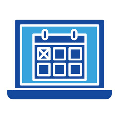 calendar laptop icon vector or logo illustration glyph color style