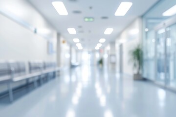 Blurred abstract background of hospital interior waiting hall