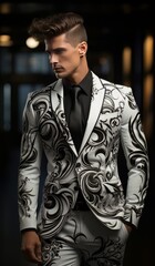 Obraz premium black and white men's blazer and pants set
