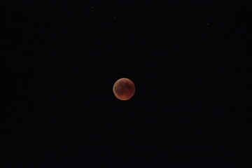Crimson Eclipse: Dramatic Blood Moon Lunar Eclipse in the Night Sky