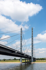 Bridge over the Rhine river in Dusseldorf, bridge between Oberkassel and old town of Dusseldorf - 711331301