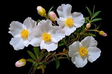 Clear png labdanum blossom, also called gum rockrose or cistus ladanifer. Generative AI