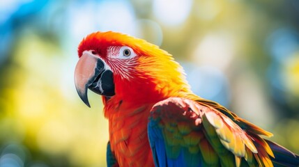 Vibrant scenes of a colorful parrot displaying its unique personality, showcasing the beauty of exotic bird companions
