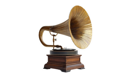 Classic Gramophone Horn On Transparent Background