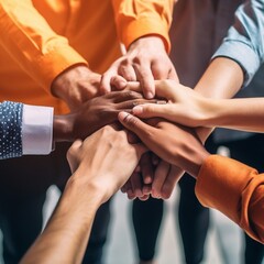 Group people hands were collaboration to trust in business success concept of teamwork partnership in company. Victory as a team, fighting for the success of the organization concept.