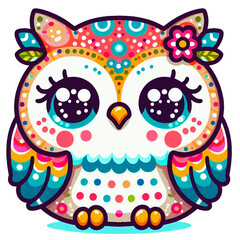 Cute colorful owl sticker png.