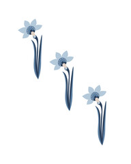 Poster with daffodils in blue colors