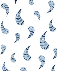 Poster with paisley in blue colors, pattern