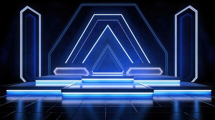 lights neon podium background illustration vibrant glowing, colorful dynamic, electrifying flashy lights neon podium background