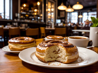 Famous giant cinnamon bun in popular Gothenburg cafe