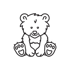 Obraz na płótnie Canvas Baby bear cartoon character vector line icon for World Bear Day on March 23. Cute animal offspring outline symbol.