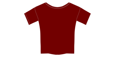 Plain Red Classic Crew Neck Kids T-Shirt Vector Illustration.