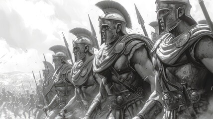 Ancient Battle Scenes with 'Warriors of the Past'. A Coloring Book in Black and White
