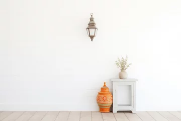 Foto op Canvas textured white wall with spanish lantern © primopiano