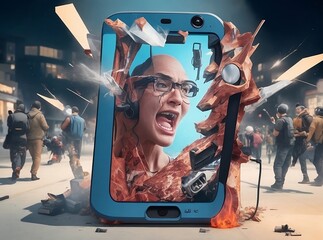 Mobile phone destroy our mentel health  - obrazy, fototapety, plakaty