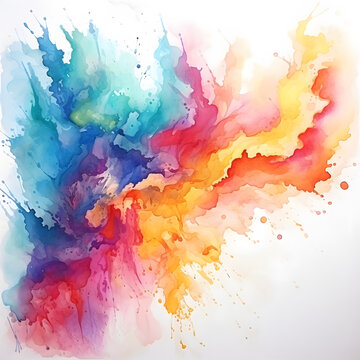 Bright colorful spots of paint splashes on a white background. Rainbow design on a white background. illustration made of paint © Svitlana Sylenko