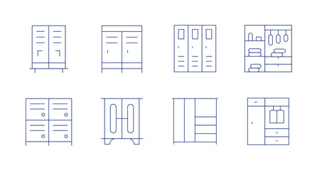 Wardrobe icons. Editable stroke. Containing locker, lockerroom, lockers, wardrobe.