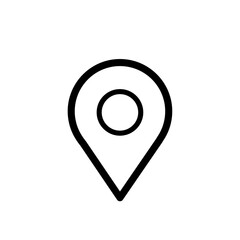 outline icon pin point, location line art icon on white background