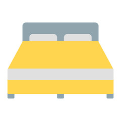 bed icon vector or logo illustration flat color style