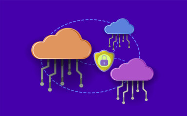 A symbol of cloud computing technology, the concept of an online 
data warehouse for business. 3d vector, icon.
