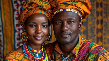 Obraz premium Tribal couple dressed in tribal clothes