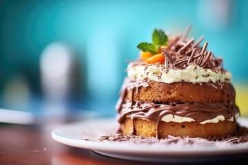 cake with grated chocolate topping, close-up