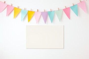 Empty birthday banner sign on white background Generative Ai