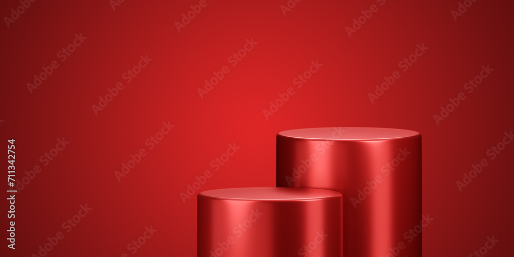Aufkleber luxury cosmetic podium background display on 3d red stage product stand with spotlight presentation 