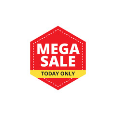 Mega sale today only sales promotion banner in red and yellow colors