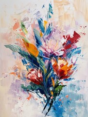 floral brushstroke oil painting, perfect for wall art and printing design