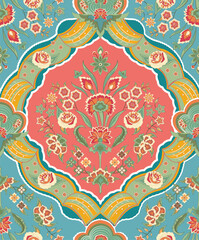 Indian Mughal decorative colorful seamless pattern for wallpaper