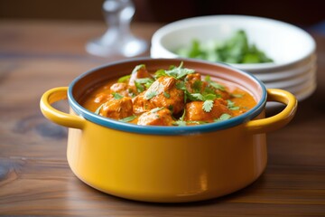 chicken tikka masala curry in a traditional clay pot