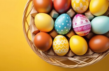 Fototapeta premium Colorful easter eggs. easter eggs background.