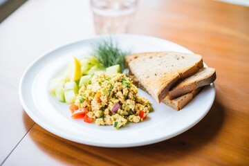 chickpea salad with a side of whole grain bread