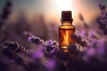 Essential aromatic oil lavender. Natural flower essence herbal elixir. Generate ai