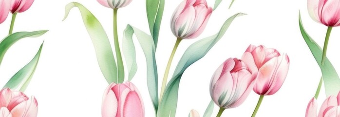 pastel tulips watercolor background. tulips space for text