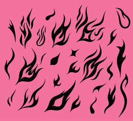 Set of neo-tribal flame shapes for flash tattoos or sticker designs.