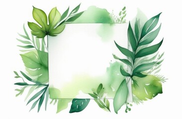 green leaves watercolor copyspace. green leaves with space for text