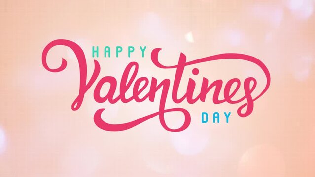 Happy valentines day greeting animation text in peach fuzz color of the year 2024, 4K Background